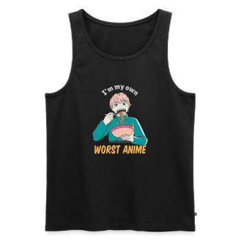 Je suis mon pire anime drôle d’anime et de dessins de ramen - Débardeur bio Premium Homme - noir - Devant - Michal (187cm)