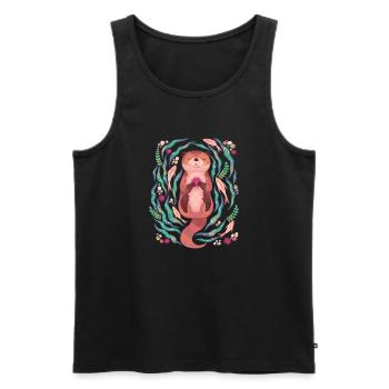 Sleepy Otter In the sea T Shirt - Men's Premium Organic Tank Top - black - Front - Michal (187cm)