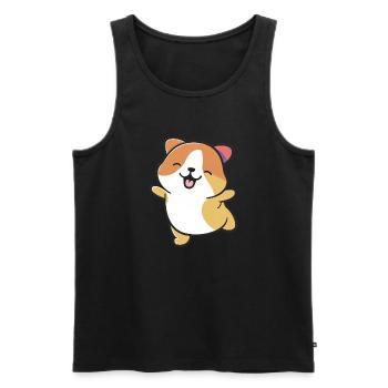 Kawaii Mignon Happy Colorful Dog Dancing - Débardeur bio Premium Homme - noir - Devant - AI Model Male 178 light (178cm)