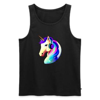 Écoutez de la musique licorne animaux mythiques licornes licorne - Débardeur bio Premium Homme - noir - Devant - Michal (187cm)
