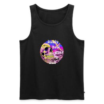 Daddy Cool Rock N Roll - Skull - Men's Premium Organic Tank Top - black - Front - AI Model Male 178 light (178cm)