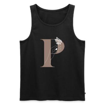 letter P Magic butterfly - Men's Premium Organic Tank Top - black - Front - AI Model Male 178 light (178cm)