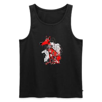 Loko le chien rouge - Débardeur bio Premium Homme - noir - Devant - Michal (187cm)