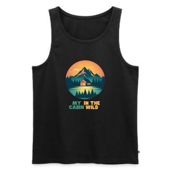 My cabin - Men's Premium Organic Tank Top - black - Front - AI Model Male 178 light (178cm)