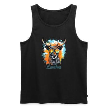 Hirsch Lausbua Kunst Krafttier Dorffest - Männer Premium Bio Tank Top - Schwarz - Vorne - AI Model Male 178 light (178cm)