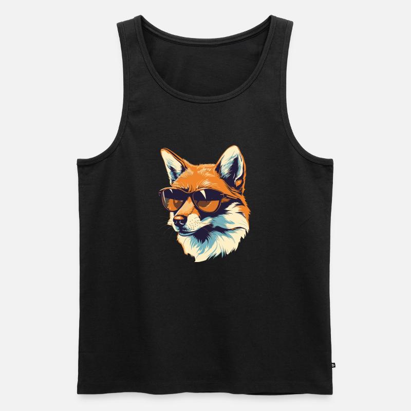 Fuchs mit Sonnenbrille - Männer Premium Bio Tank Top - Schwarz