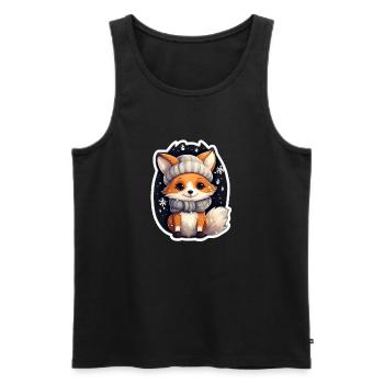 Fuchs in Winternacht - Männer Premium Bio Tank Top - Schwarz - Vorne - AI Model Male 178 light (178cm)