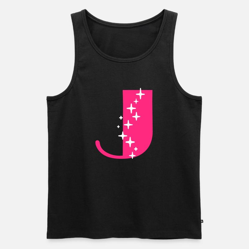Buchstabe J Glitzer - Männer Premium Bio Tank Top - Schwarz