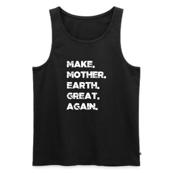 Happy Humor Plant Gift Vegetarian Sayings - Men's Premium Organic Tank Top - black - Front - AI Model Male 178 light (178cm)