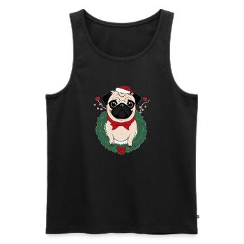 Merry Pugging Christmas Dog Santa Pug Xmas Merry - Men's Premium Organic Tank Top - black - Front - Michal (187cm)