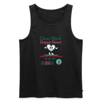 Clear Mind Happy Heart Christmas Sobriety Design - Men's Premium Organic Tank Top - black - Front - AI Model Male 178 light (178cm)