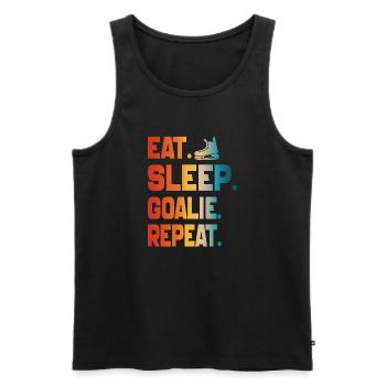 Eat Sleep Goalie Repeat Hockey Lover gift - Débardeur bio Premium Homme - noir - Devant - AI Model Male 178 light (178cm)
