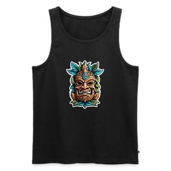 Tiki Beach - Polynesien Statue - Männer Premium Bio Tank Top - Schwarz - Vorne - AI Model Male 178 light (178cm)