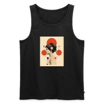 Leo - Men's Premium Organic Tank Top - black - Front - Michal (187cm)