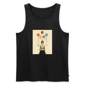 Thinking circus lady paper collage - Men's Premium Organic Tank Top - black - Front - AI Model Male 178 light (178cm)
