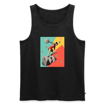 Klettere wie ein Mädchen! - Männer Premium Bio Tank Top - Schwarz - Vorne - Michal (187cm)