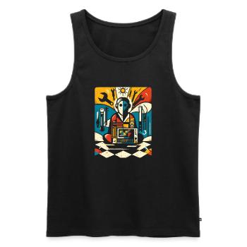 Cool technicien Art cadeau - Débardeur bio Premium Homme - noir - Devant - AI Model Male 178 light (178cm)