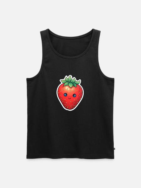 Erdbeere Anime süß - Männer Premium Bio Tank Top - Schwarz