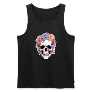 Human Skull & Flowers 14 - Men's Premium Organic Tank Top - black - Front - Michal (187cm)