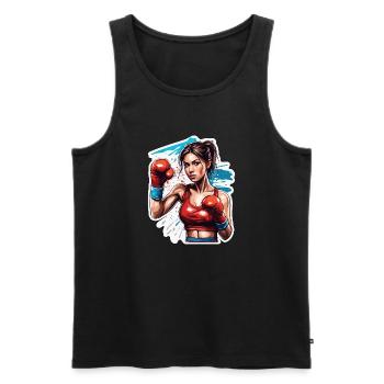 Boxer / Sport / Kampf / Arena / Boxring / Fäuste - Männer Premium Bio Tank Top - Schwarz - Vorne - Michal (187cm)