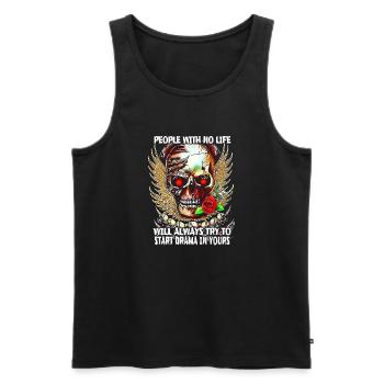 23F 0174 bk - Men's Premium Organic Tank Top - black - Front - AI Model Male 178 light (178cm)