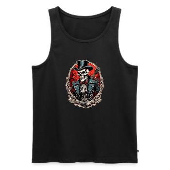 Crâne / Crâne / Squelette / Gothique / Tatouage - Débardeur bio Premium Homme - noir - Devant - Michal (187cm)