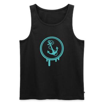 Anchor Icon Blobs - Men's Premium Organic Tank Top - black - Front - Michal (187cm)