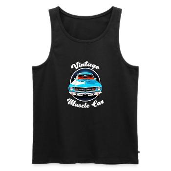 voiture vintage couché de soleil - Débardeur bio Premium Homme - noir - Devant - Michal (187cm)