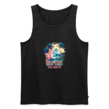 Sunset Sunrise Inclusive Equality Elevation - Men's Premium Organic Tank Top - black - Front - AI Model Male 178 light (178cm)
