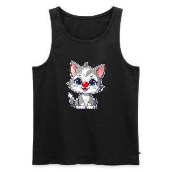 kleine Katze mit roter Nase, fun shirt - Männer Premium Bio Tank Top - Schwarz - Vorne - AI Model Male 178 light (178cm)