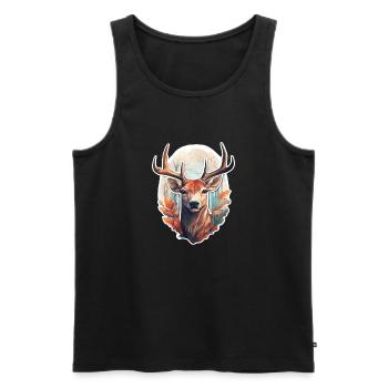 Hirschkopf - Männer Premium Bio Tank Top - Schwarz - Vorne - AI Model Male 178 light (178cm)