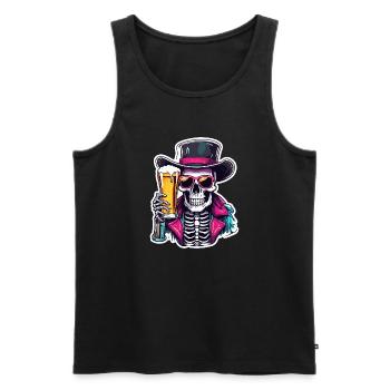 Crâne / Crâne / Squelette / Gothique / Bière - Débardeur bio Premium Homme - noir - Devant - Michal (187cm)