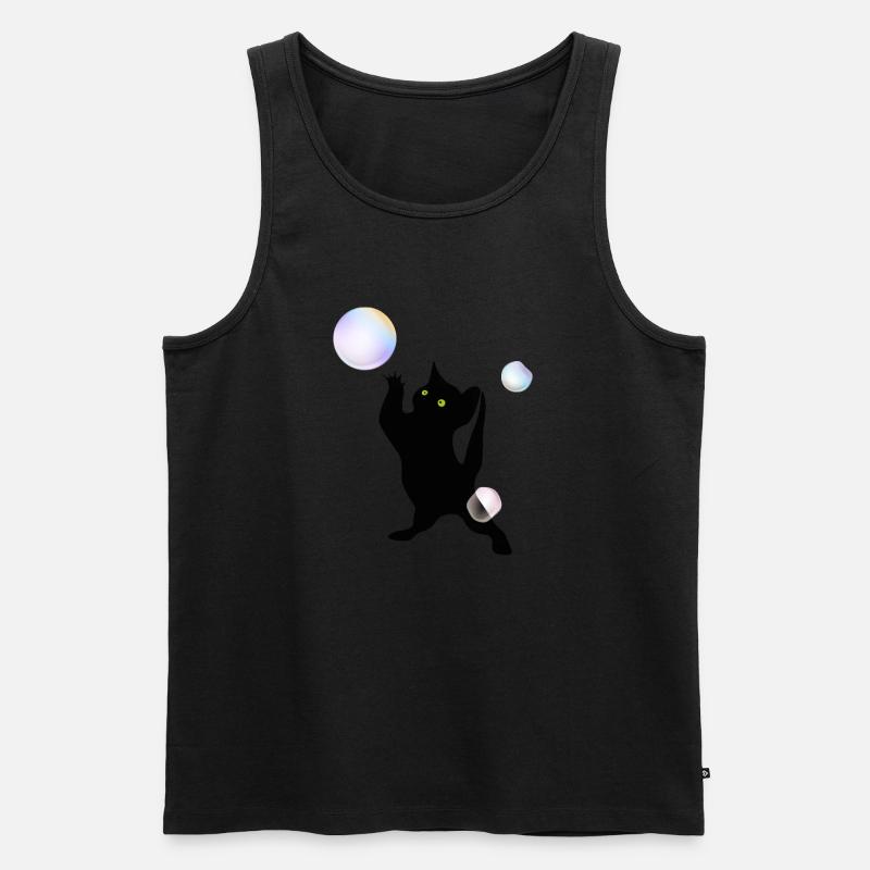 Katze entdeckt Blasen - Männer Premium Bio Tank Top - Schwarz