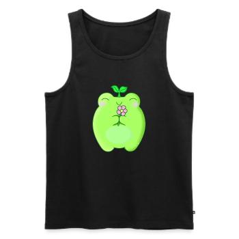 Grenouille mignonne kawaii avec fleur - Débardeur bio Premium Homme - noir - Devant - AI Model Male 178 light (178cm)