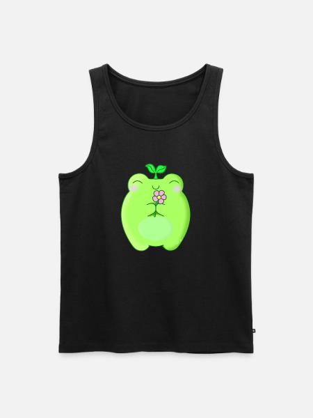 Sød frø kawaii med blomst - Herre Premium økologisk tanktop - sort