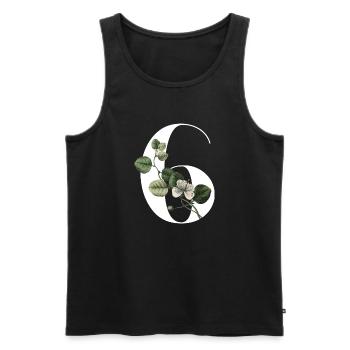 Nummer 6 Blumengrün -6. Geburtstag Blumen - Männer Premium Bio Tank Top - Schwarz - Vorne - Michal (187cm)