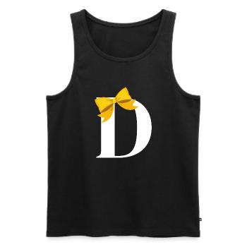 Letter d yellow knot - Men's Premium Organic Tank Top - black - Front - AI Model Male 178 light (178cm)