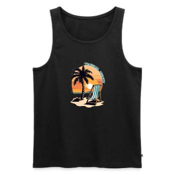 Tropical Nights Palme Strand Sonne Meer Vintage - Männer Premium Bio Tank Top - Schwarz - Vorne - Michal (187cm)