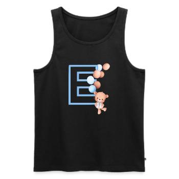 Blauer Buchstabe E Bär - Männer Premium Bio Tank Top - Schwarz - Vorne - AI Model Male 178 light (178cm)
