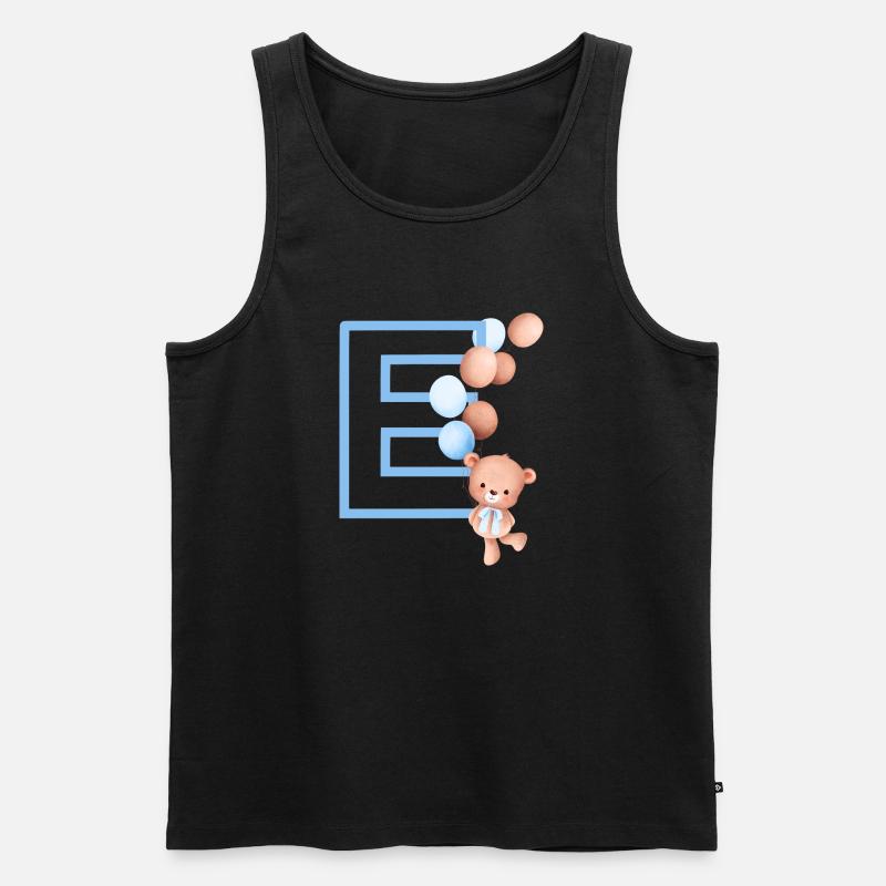 Blauer Buchstabe E Bär - Männer Premium Bio Tank Top - Schwarz