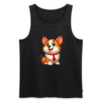 Corgi 17 - Men's Premium Organic Tank Top - black - Front - Michal (187cm)
