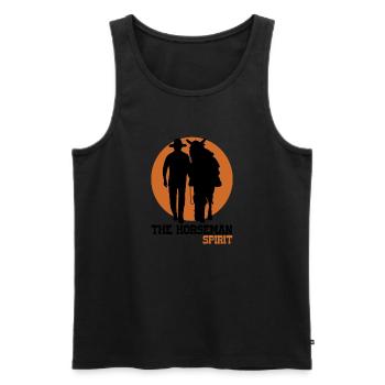 Silhouette Cowboy Cheval | Horseman Spirit (Noir) - Débardeur bio Premium Homme - noir - Devant - Michal (187cm)