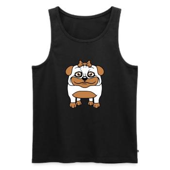 chien carlin fille jolie arc femme femme - Débardeur bio Premium Homme - noir - Devant - Michal (187cm)
