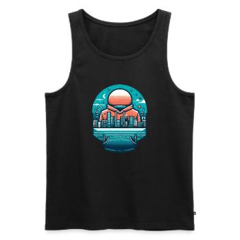 Stadt in der Hood - Männer Premium Bio Tank Top - Schwarz - Vorne - AI Model Male 178 light (178cm)