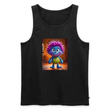 Happy Halloween, süß, Monster, wilde Haare, gruselig, lustig - Männer Premium Bio Tank Top - Schwarz - Vorne - Michal (187cm)