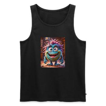 Happy Halloween, süß, Monster, wilde Haare, gruselig, lustig - Männer Premium Bio Tank Top - Schwarz - Vorne - Michal (187cm)