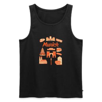 Illustration des sites touristiques de Munich - Débardeur bio Premium Homme - noir - Devant - AI Model Male 178 light (178cm)