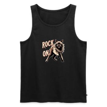 Cat - Rock on - Men's Premium Organic Tank Top - black - Front - AI Model Male 178 light (178cm)