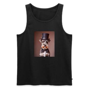 Chien schnauzer portant un chapeau haut de forme et un nœud papillon - Débardeur bio Premium Homme - noir - Devant - Michal (187cm)