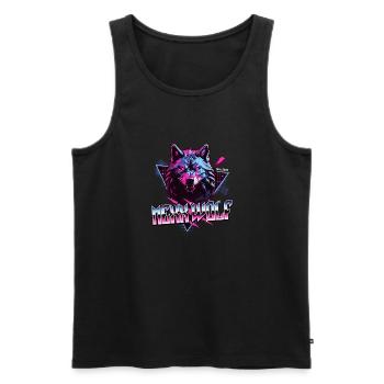 Mexx Wolf Retro Design - Männer Premium Bio Tank Top - Schwarz - Vorne - AI Model Male 178 light (178cm)